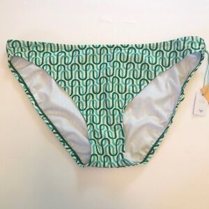 Kona Sol Women's XL Geo Continuous Bikini Bottom Green NWT